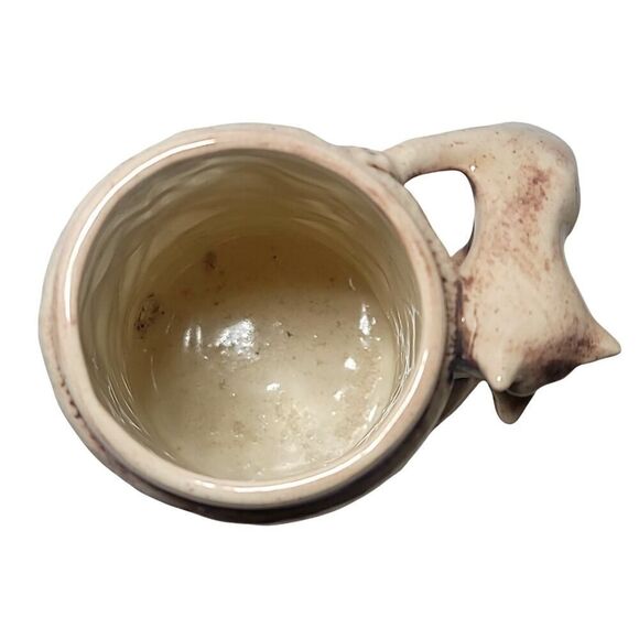 Vintage Large Ceramic Mug Stein With 3D Deer And Fox Handle Signed JES 6.5" Tall - Picture 9 of 11